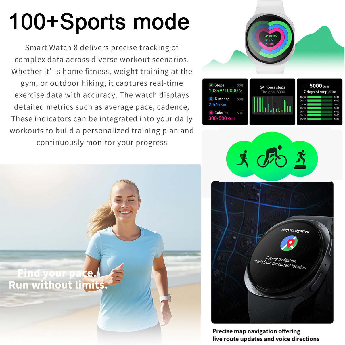 Jam Tangan Baru 2026 8 Mini GP - Smartwatch Health Watches ulasan dan harga