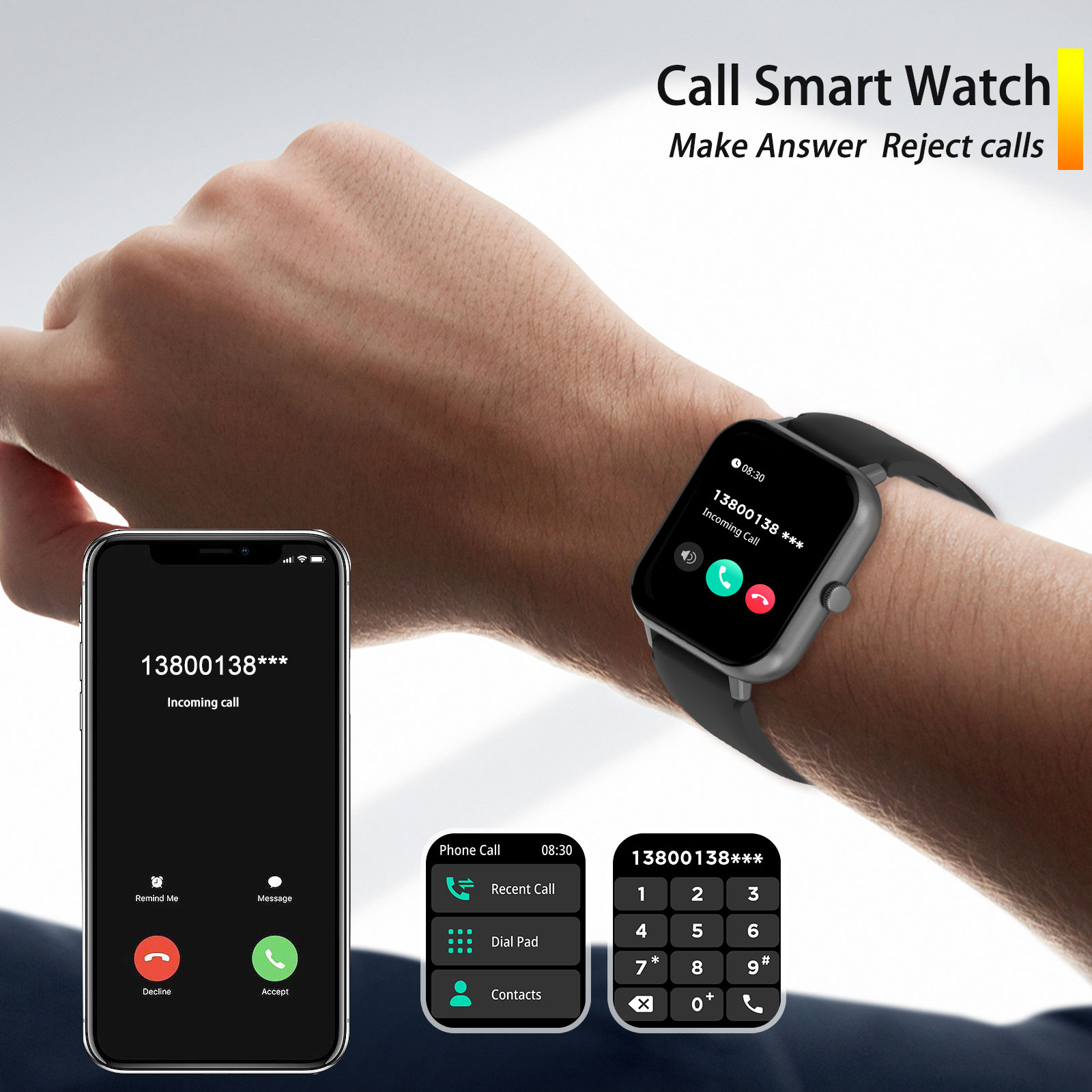 Jam tangan pintar 1.44 inci, p - Smartwatch Iphone Watch For Men ulasan dan harga